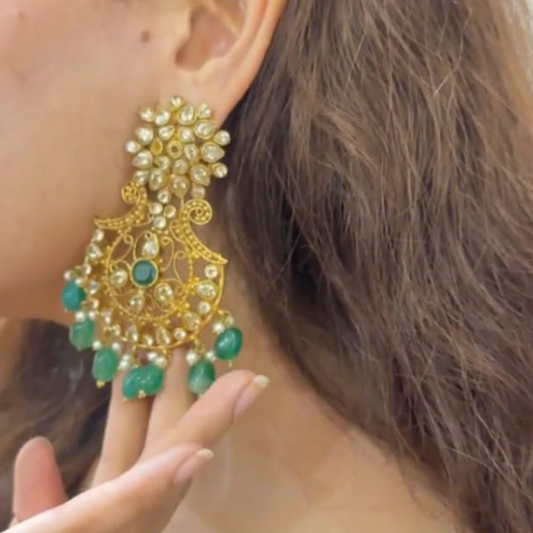 BEADED EMERALD KUNDAN MK jewels