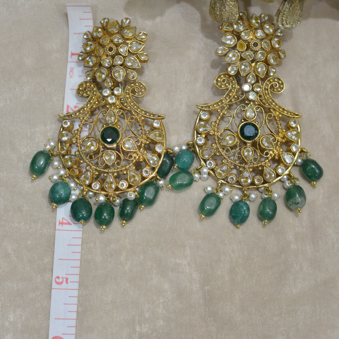 BEADED EMERALD KUNDAN MK jewels